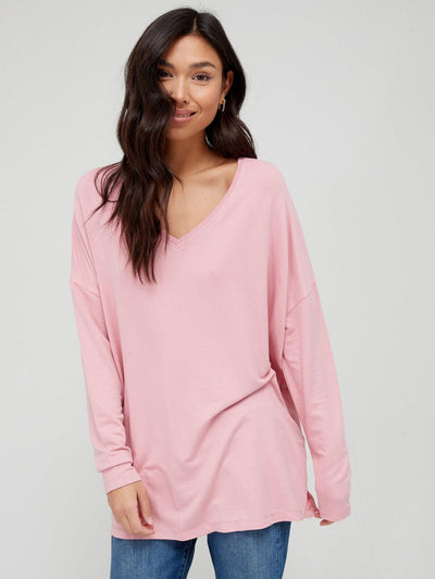 Blush V-Neck Longline Loose Fit Top Size 8 **** V483