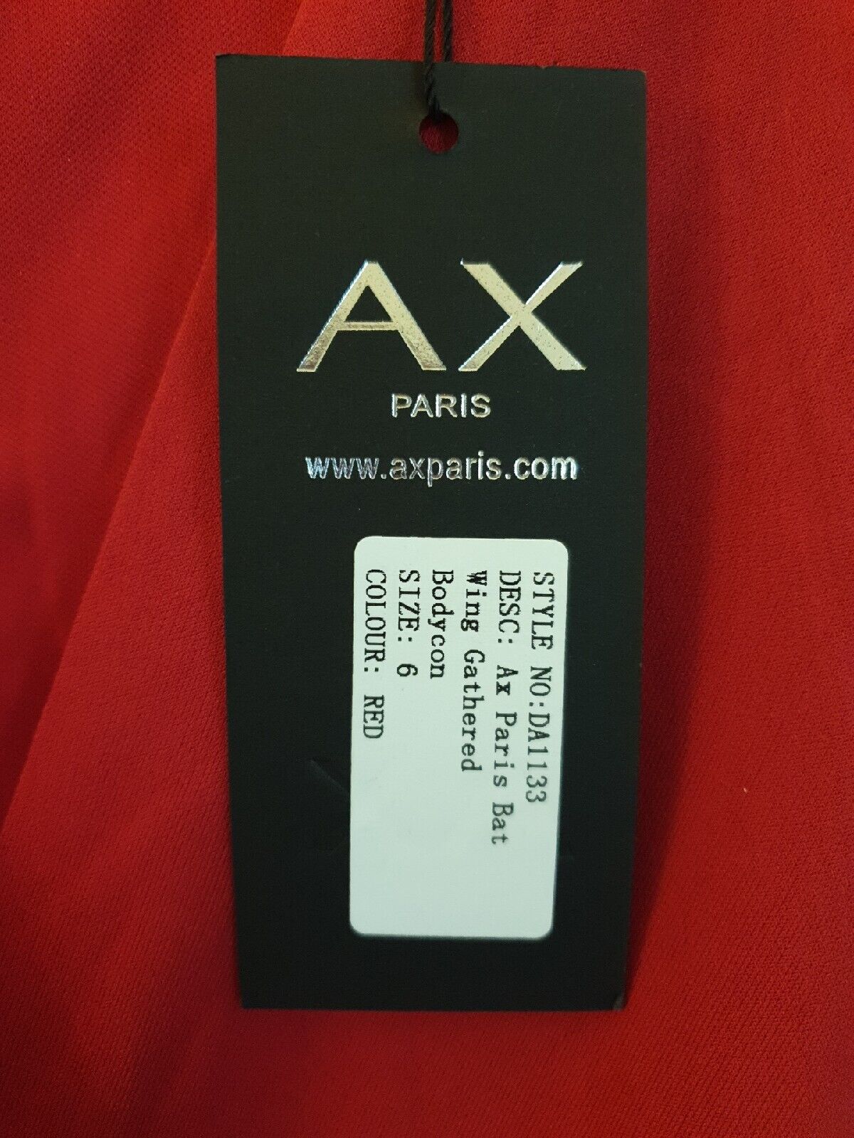 Ax Paris Bat Wing Gathered Bodycon Dress Red Uk6****Ref V503