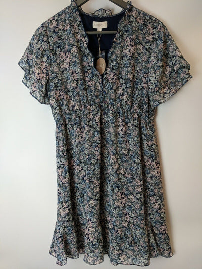 Apricot Navy Floral Dress. UK 8 **** Ref V211