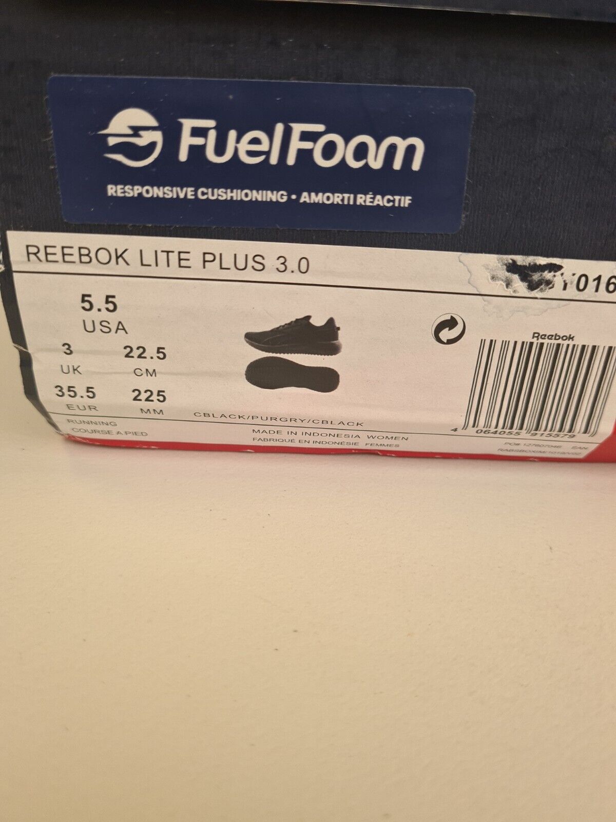 Reebok Lite Plus 3.0 Trainers. UK 3 Black  ****Ref VS1