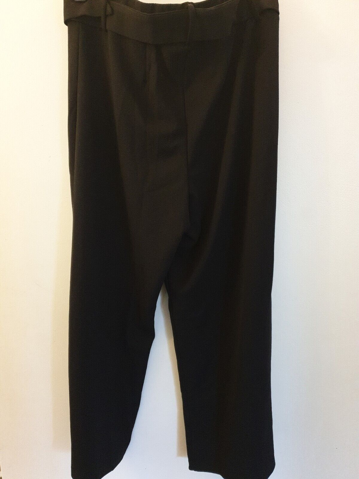 Womens Black Tie Waist Trousers Wide Fit- Black. Uk20