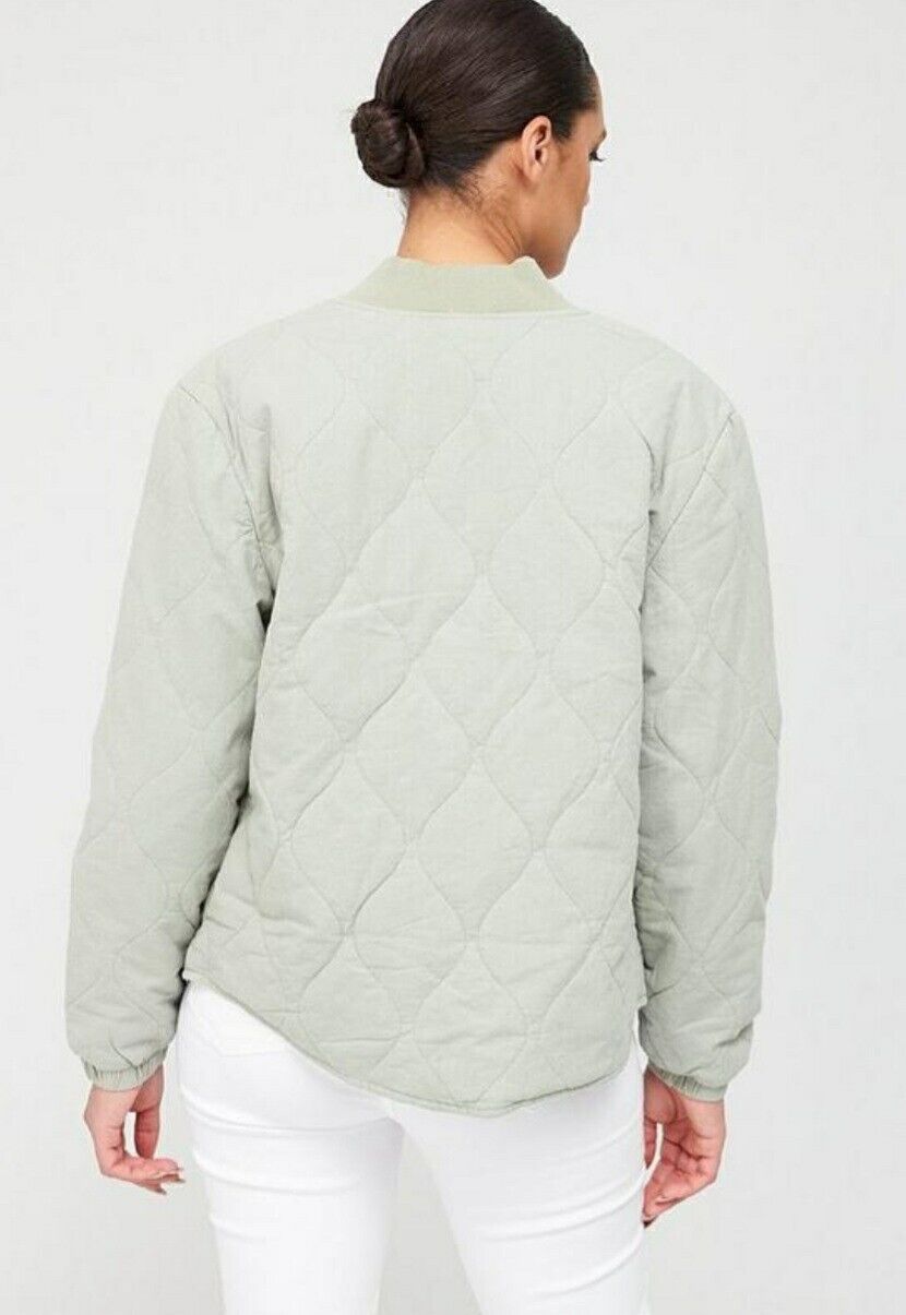 Quilted Cotton Bomber With Curve Sage Size 8****Ref V506