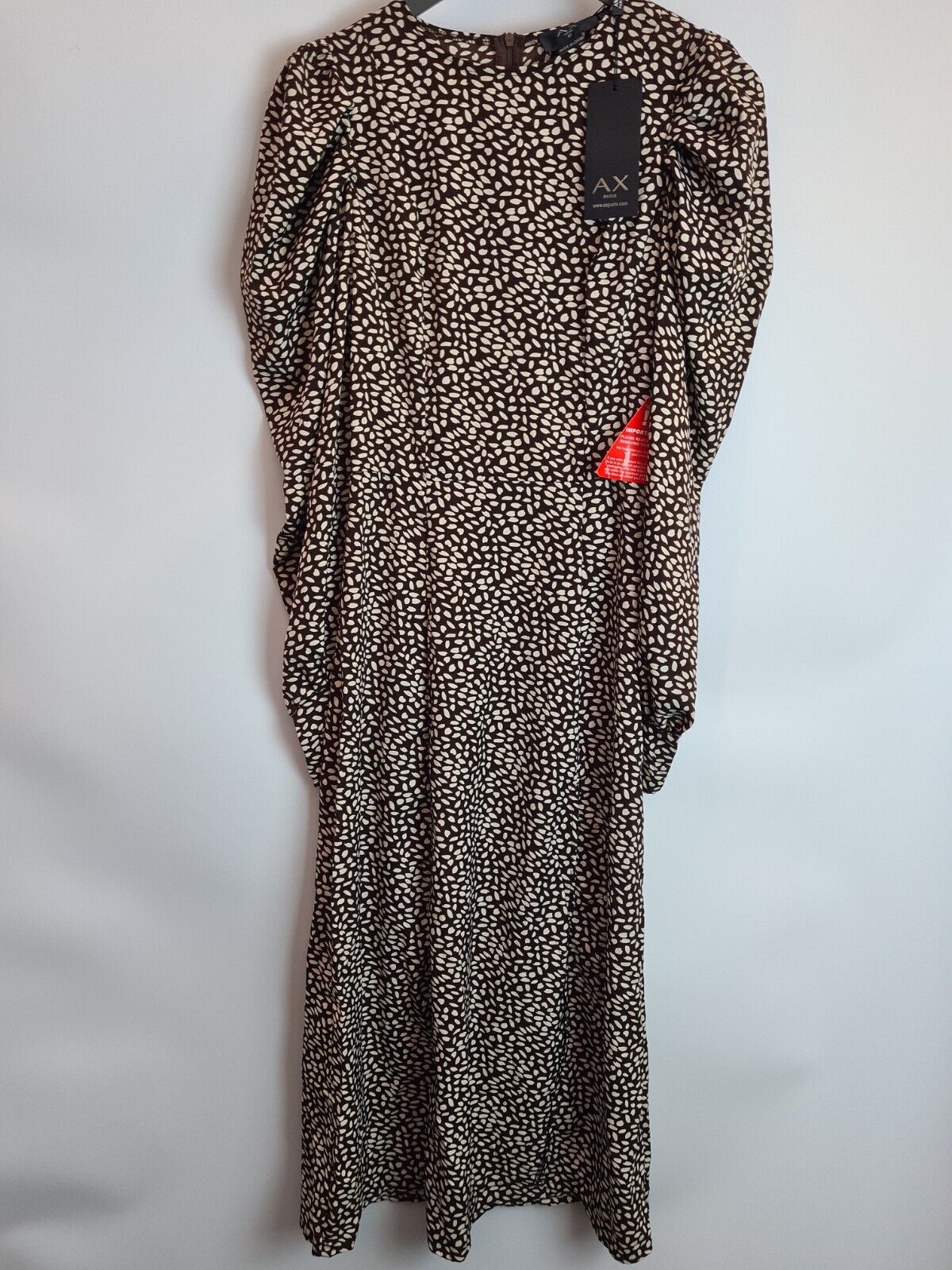 AX Paris Brown Printed Long Sleeve Split Leg Midi Dress Size UK 10 **** V313