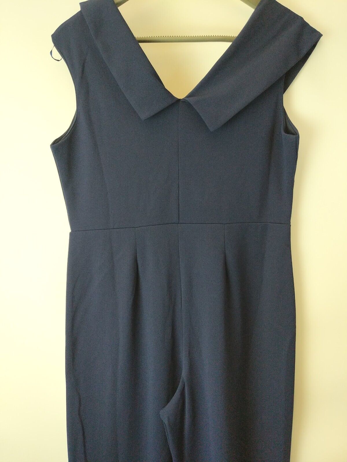 Quiz Navy Bardot Wide Leg Wrap Jumpsuit Size 18 **** V145