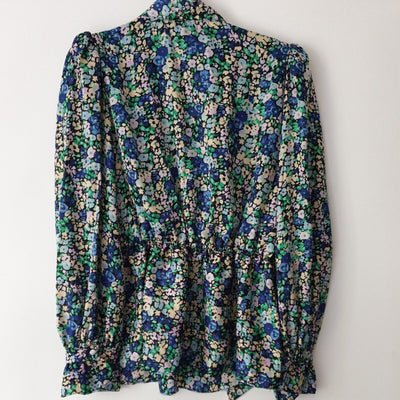 River Island Blue Floral Print Blouse Uk12****Ref V40