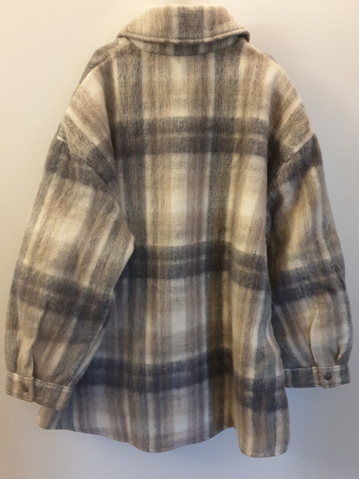 Premium Soft Check Shacket- Neutral. Uk20