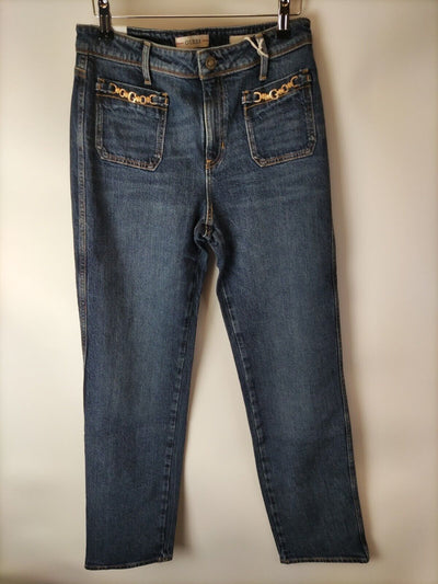 Guess 1981 Straight Leg Jean With Buckle Detail. Navy. Size 28W. ****V261