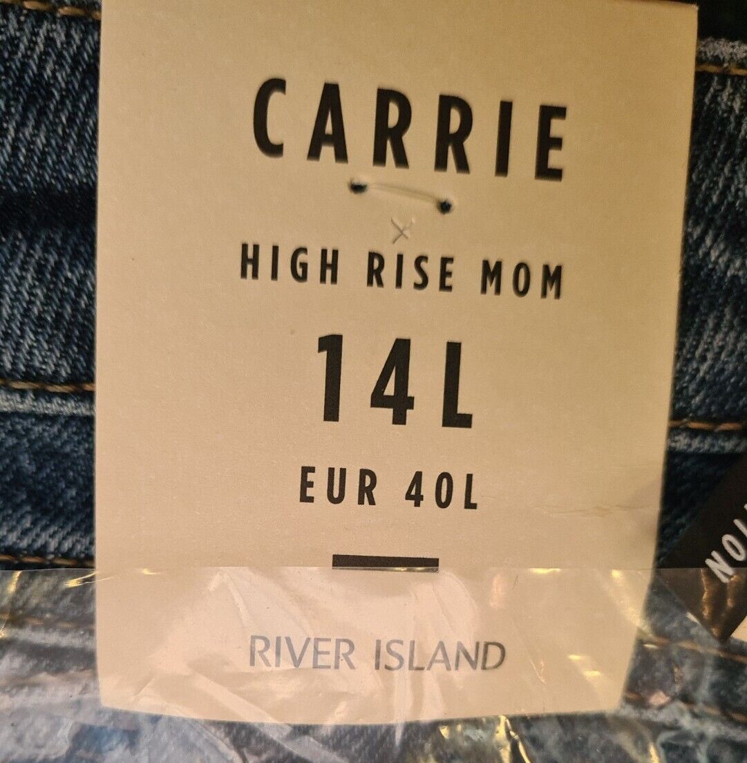 River Island Petite Carrie High-Rise Mom Jeans. Size UK 14L **** Ref V77