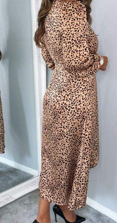 ax paris animal print Wrap Midi dress UK 10.