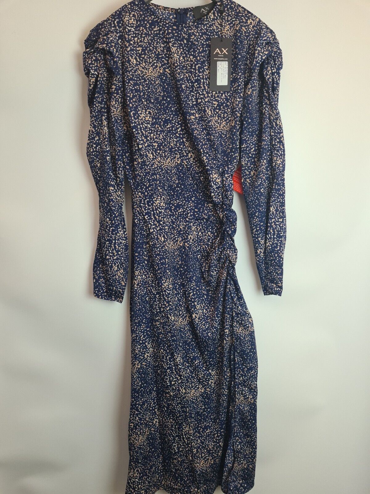 AX PARIS Navy Printed Split Leg Midi Dress Size 8 **** V496