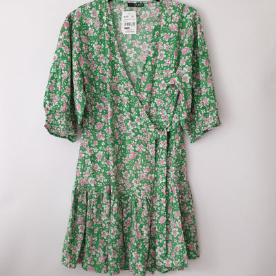 Quiz Green/pink Floral Dress Size 16****Ref V26