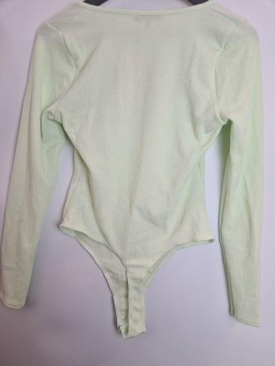 Missguided Long Sleeve Sweetheart Neck Green Bodysuit Size 12 **** V222