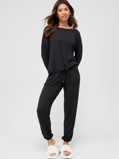 Off The Shoulder Black Slouchy Pyjamas *Missing Bottoms* Size 16-18 *** V558