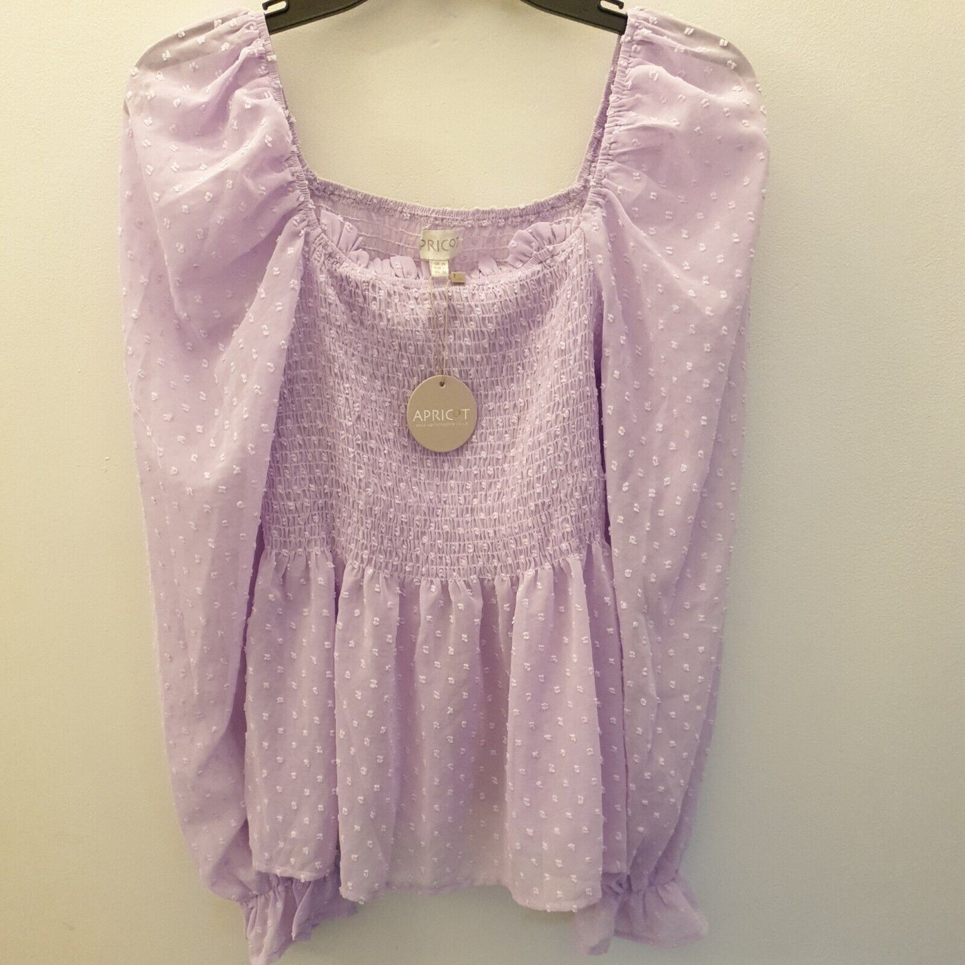 Apricot Donby Chiffon ruffle smock Blouse Lilac Uk14****Ref V110