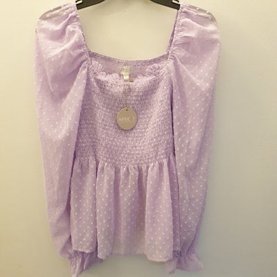 Apricot Donby Chiffon ruffle smock Blouse Lilac Uk14****Ref V110