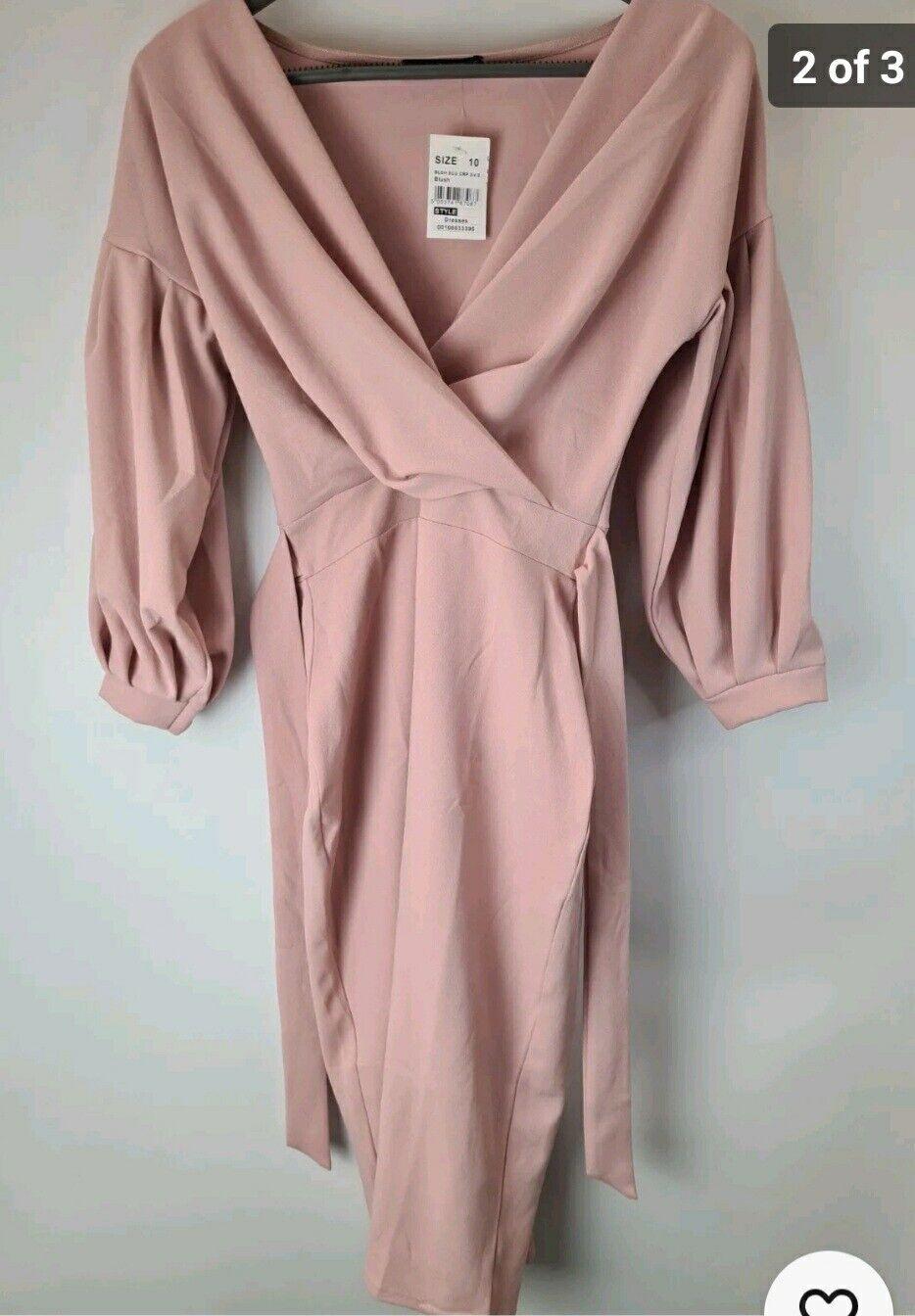 Quiz Blush Scuba Crepe 3/4 Sleeve Wrap Midi Dress Size 12  **** V538