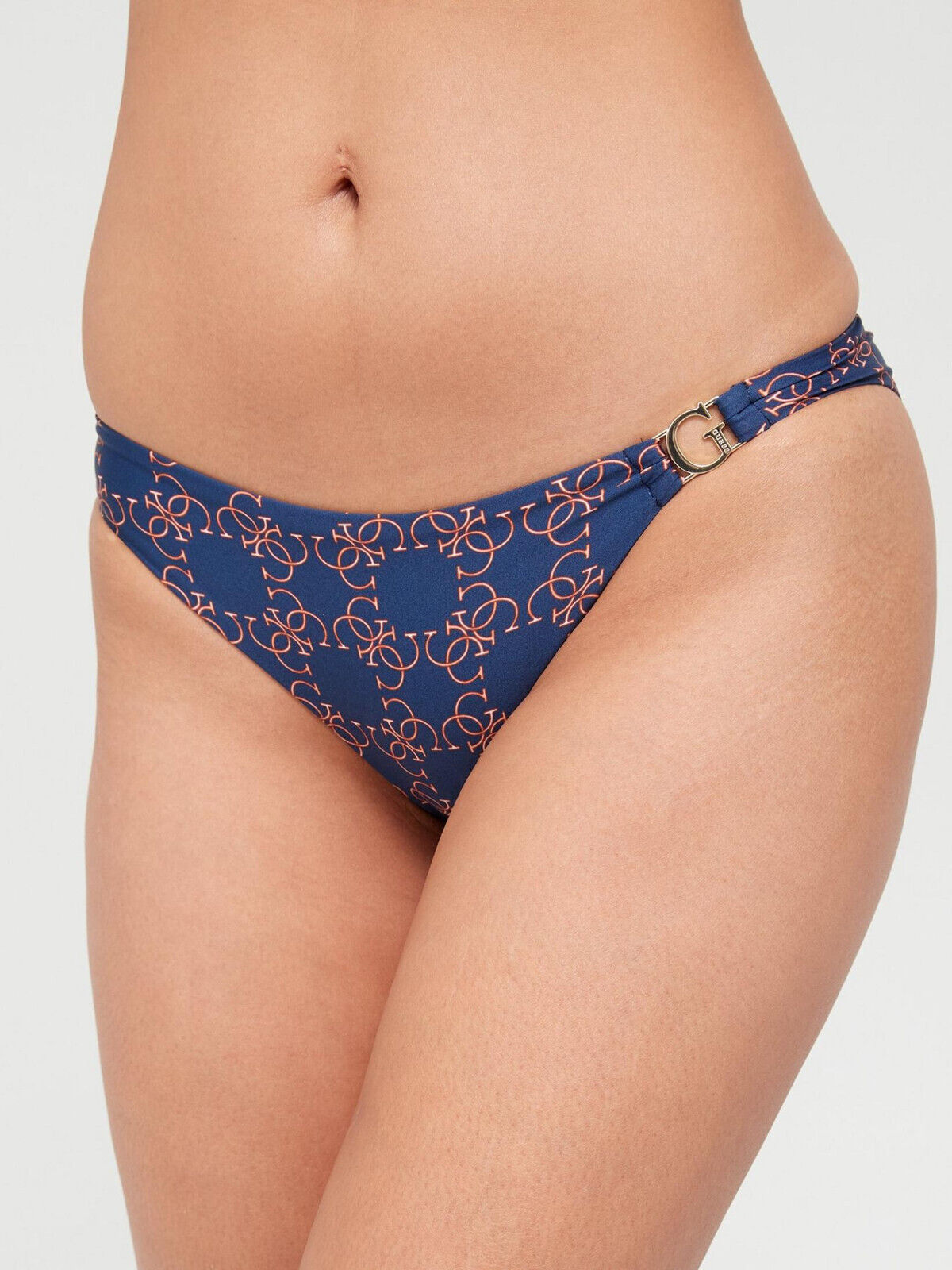 Guess Logo G Clasp Bikini Bottoms - Navy. UK Small