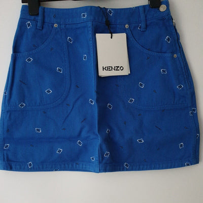 Kenzo Printed Denim Mini Skirt Blue Size UK 8 ****Ref V141