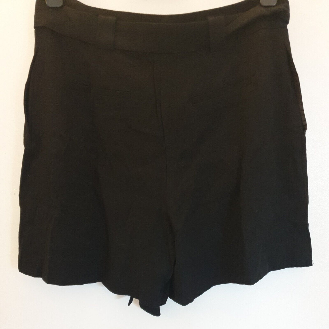 Linen Mix Tie Waist Short Black Uk12****Ref V360