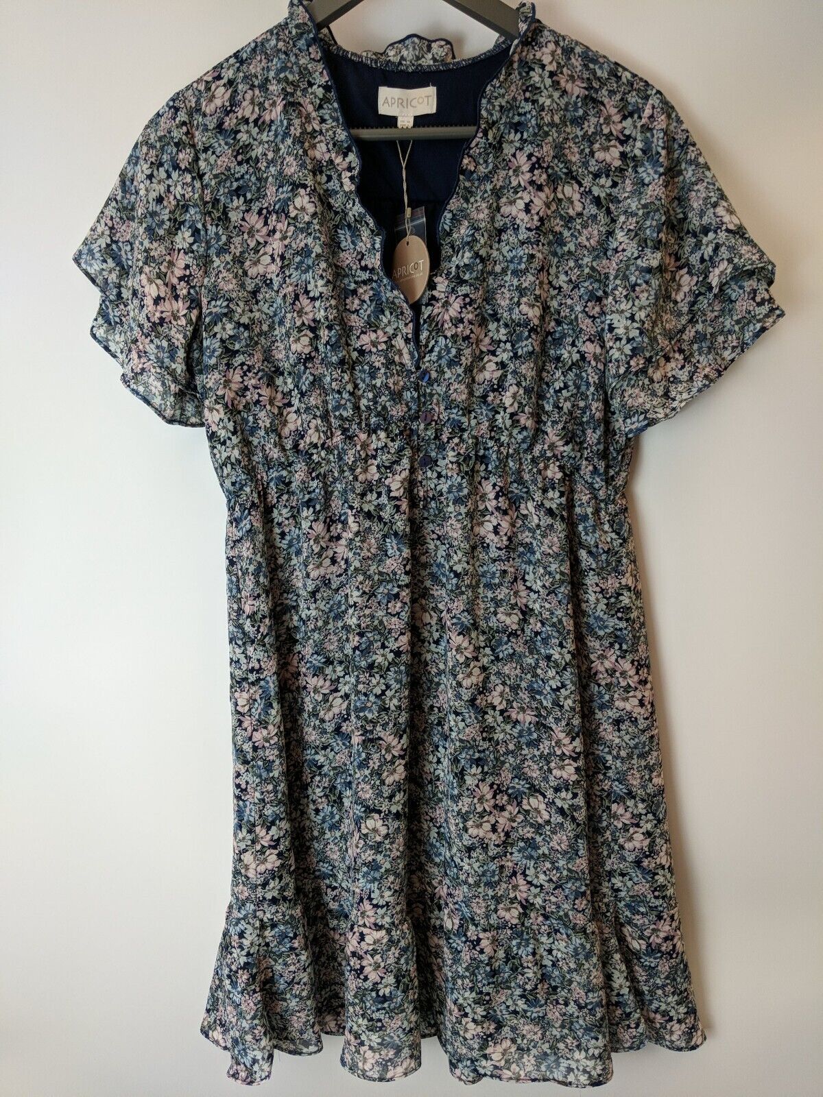 Apricot Navy Floral Dress. UK 10 **** Ref V65