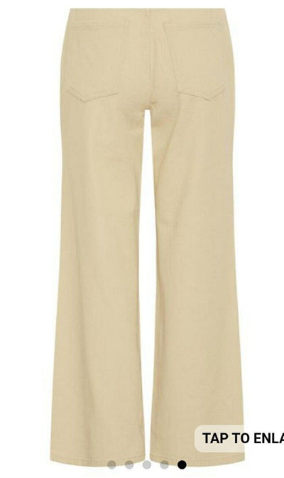 LTS Twill Wide Leg Crop Trousers Natural Uk26****Ref V380