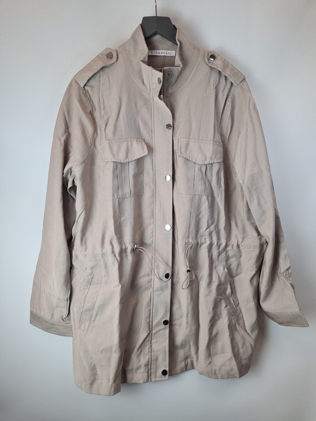 Fig And Basil Casual Military Jacket - Stone Size 14**** V288