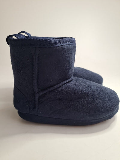 Boys Faux Fur Navy Slipper Boots Size 6-7 Younger **** VS2