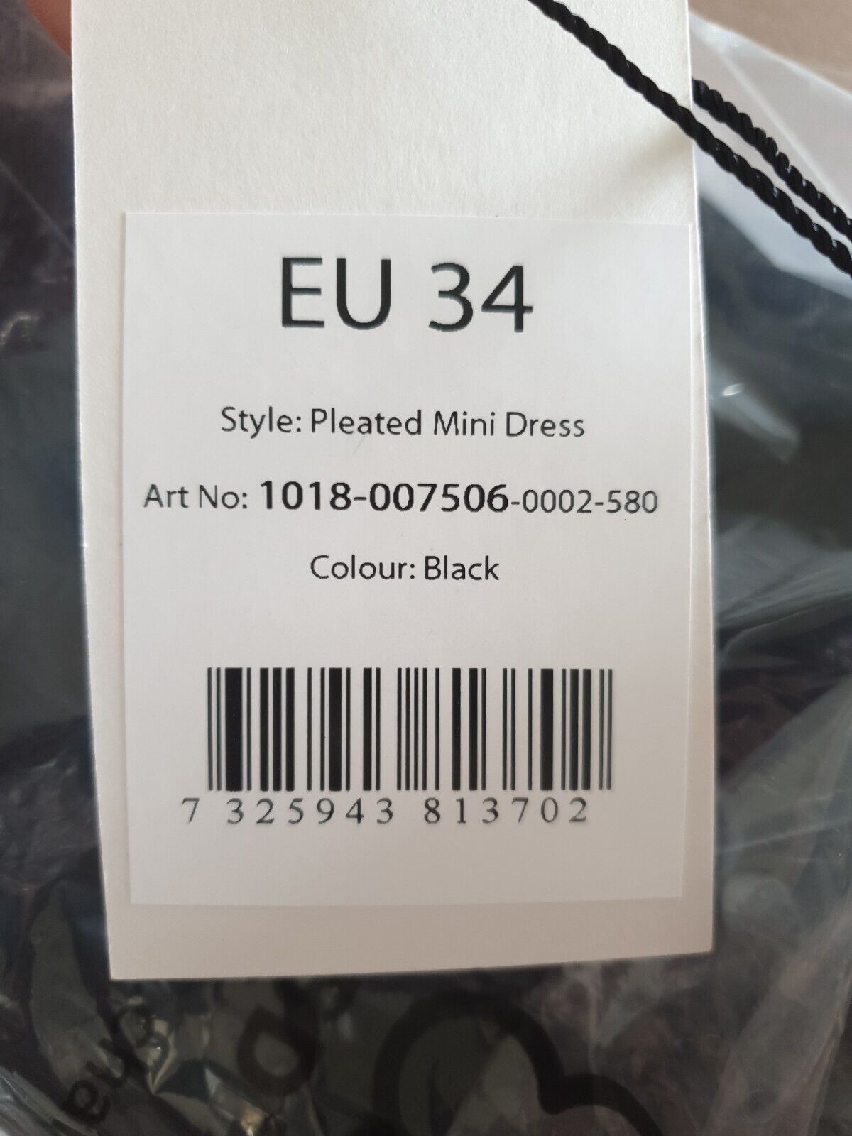 NA-KD Pleated Mini Dress Black EU34 8****Ref V382