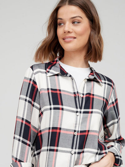 Womens Oversized White Check Shirt Size 10 *** V519