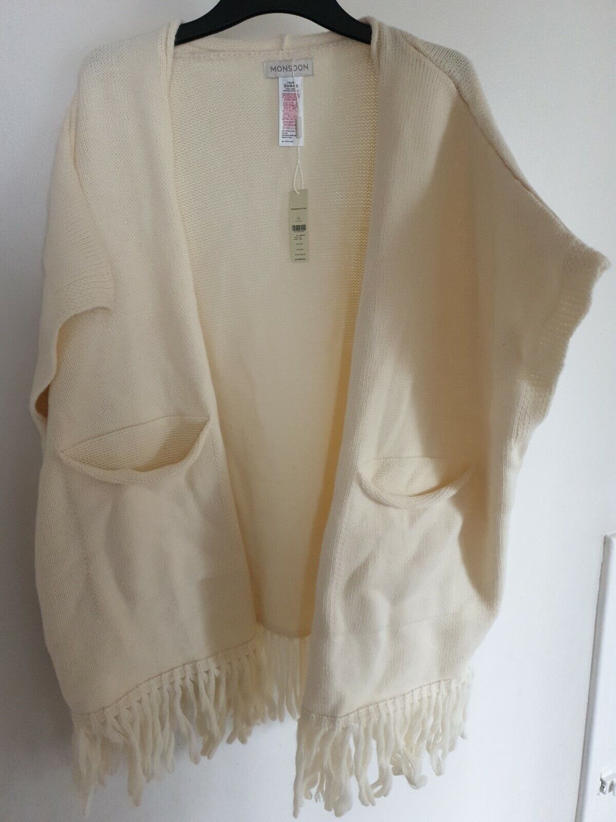 monsoon Cream Pocket Fringe Wrap Ref R5