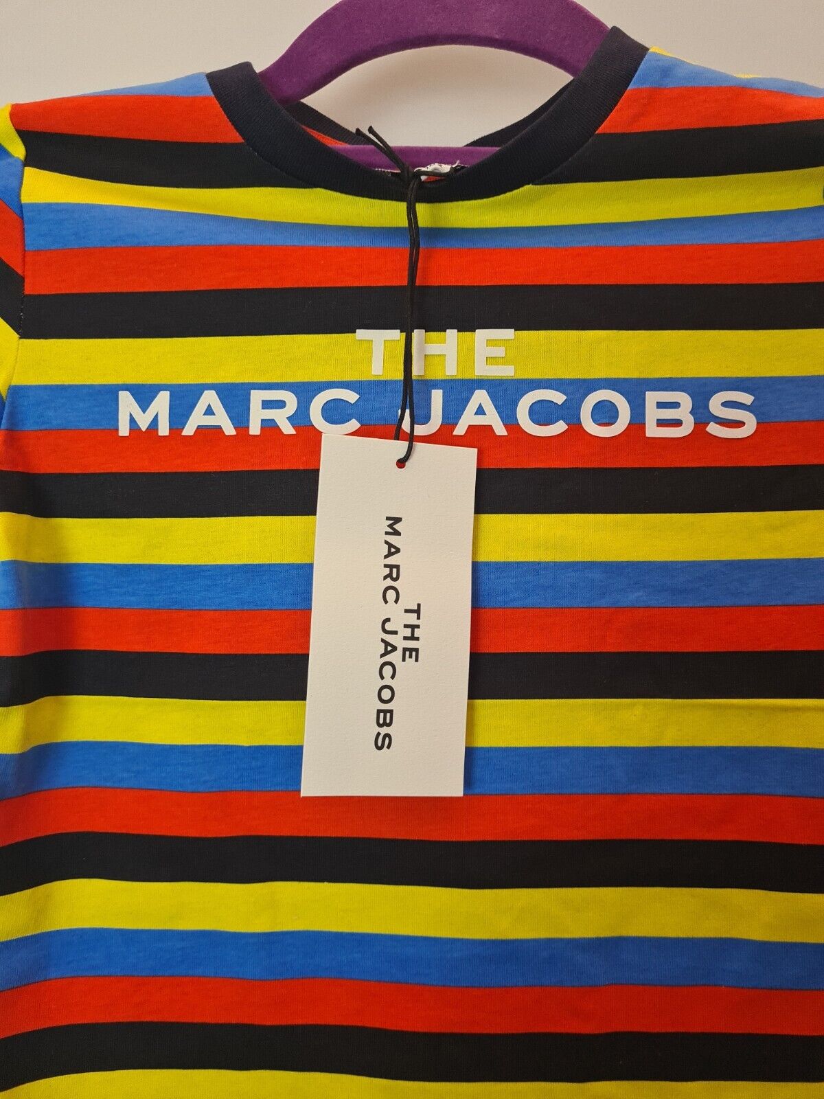 Marc Jacobs Boys Multi Coloured Striped Logo T-Shirt Size 6 Years **** V214