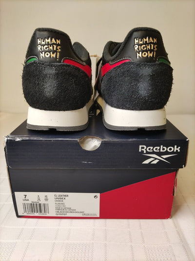 Reebok CL Leather Black/Red-Green GY0707 Men's UK 6 . ****Ref VS1