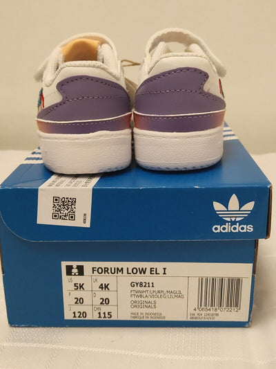 Adidas Infant Forum Low El White Trainers Size 4 **** Ref VS1