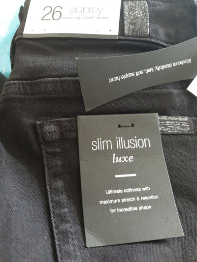 For All Mankind Aubrey Slim Illusion Luxe Gravity Jeans Black Size 26 **** V501