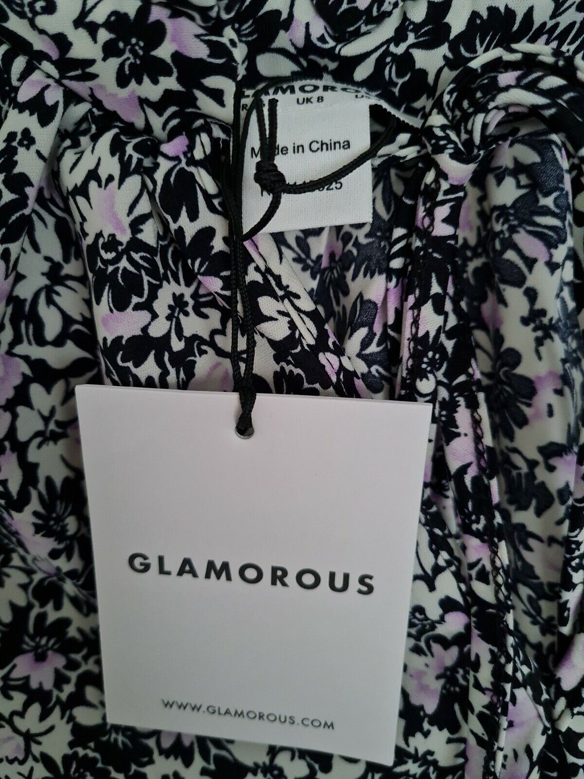 Glamorous Black and purple Floral Dress Uk8 Ref Sc1