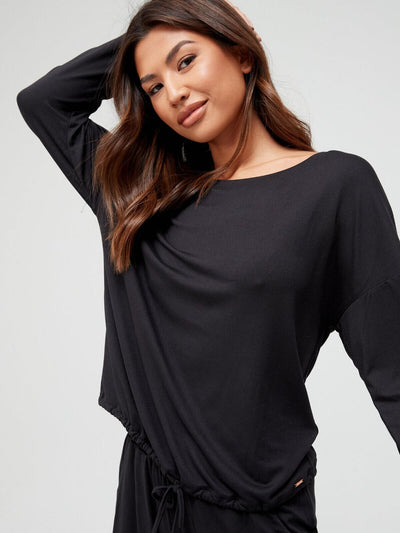 Off The Shoulder Black Slouchy Pyjamas *Missing Bottoms* Size 16-18 *** V558