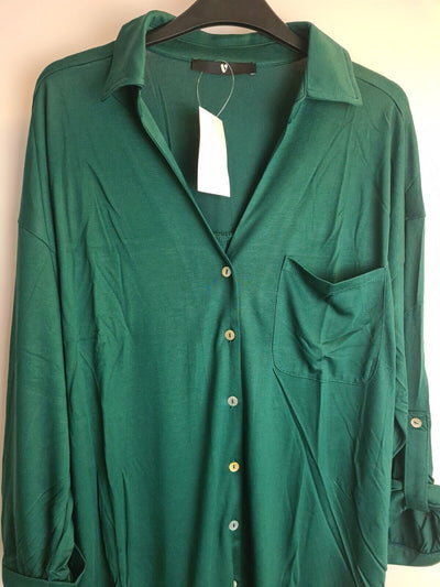 Womens Green Button Up Shirt Size 14 **** V406