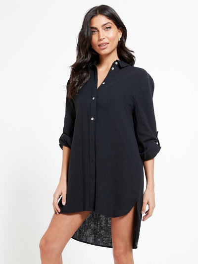 Black Oversized Beach Shirt Size XL ** V513