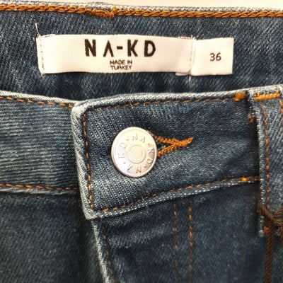 NA-KD Straight Leg High Waisted Jeans Mid Blue****Ref V240