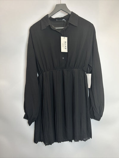NA-KD Pleated Mini Dress - Black. UK 8 ****Ref V72