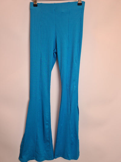 River Island Petite Bright Blue Flared Slit Trousers Size 10 **** V219