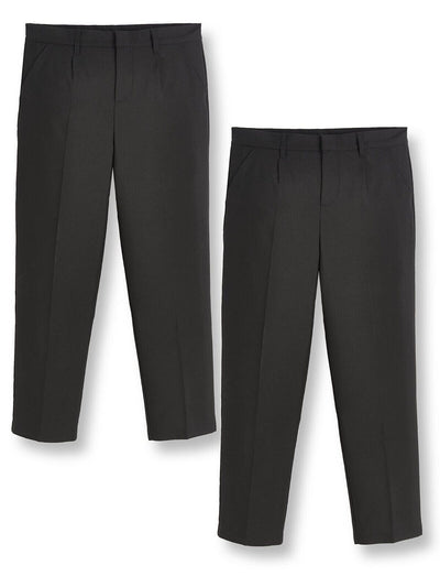 Boys Black Regular Leg School Trousers  ( 2 Pack ) Size 13-14 Years ** SW20