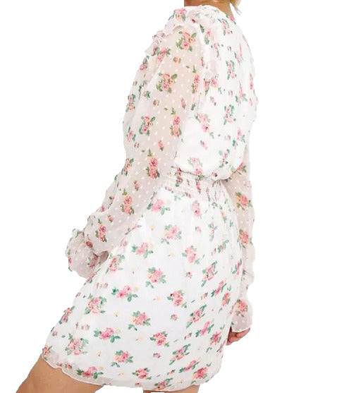 Boohoo Floral Dobby Shirred Skater Dress Size 12