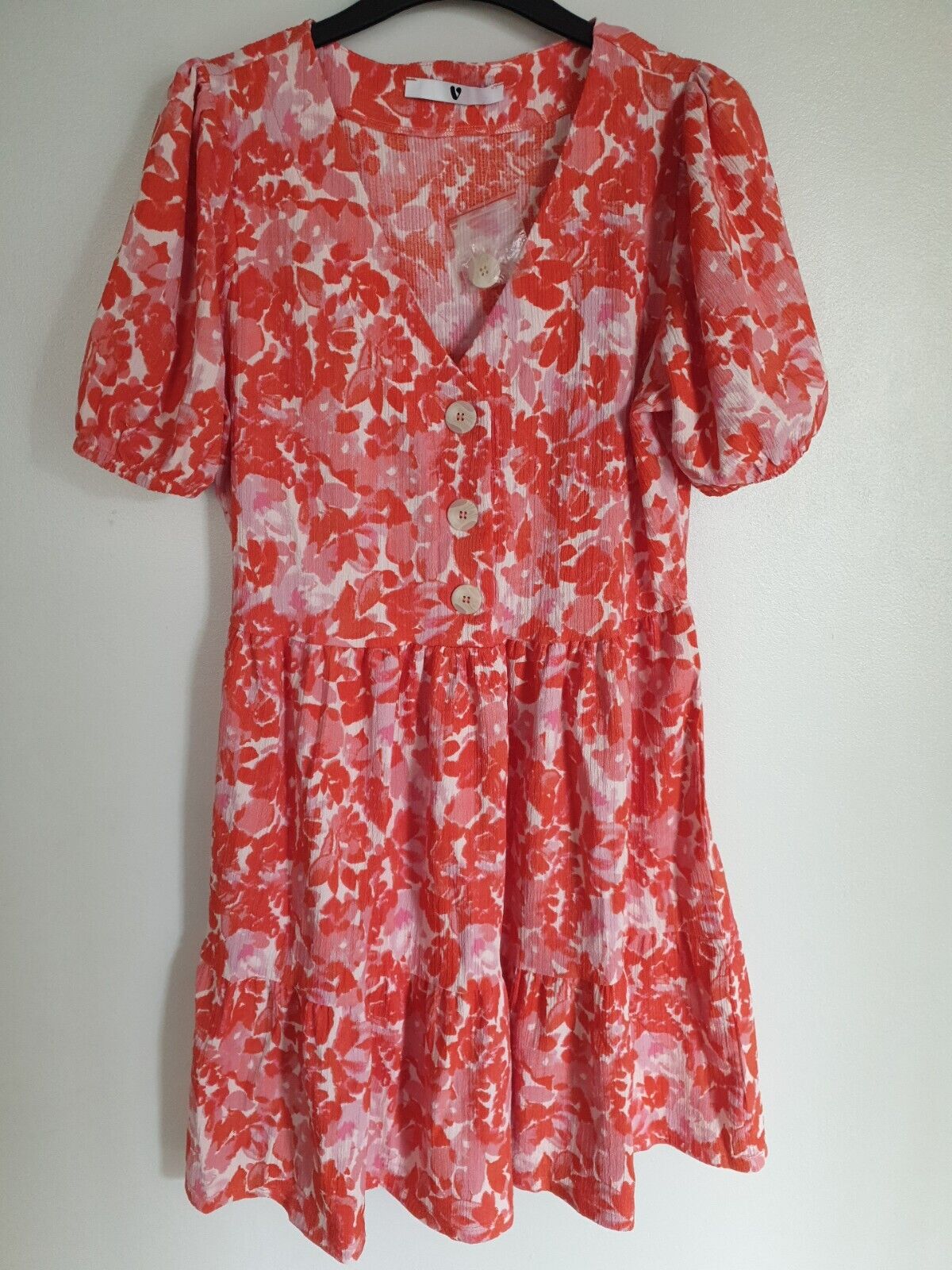 Summer Dress Red Print Uk12****Ref V412