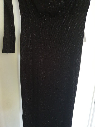 lipsy london dress alyssa Lurex Maxi Black Uk8 Ref A5