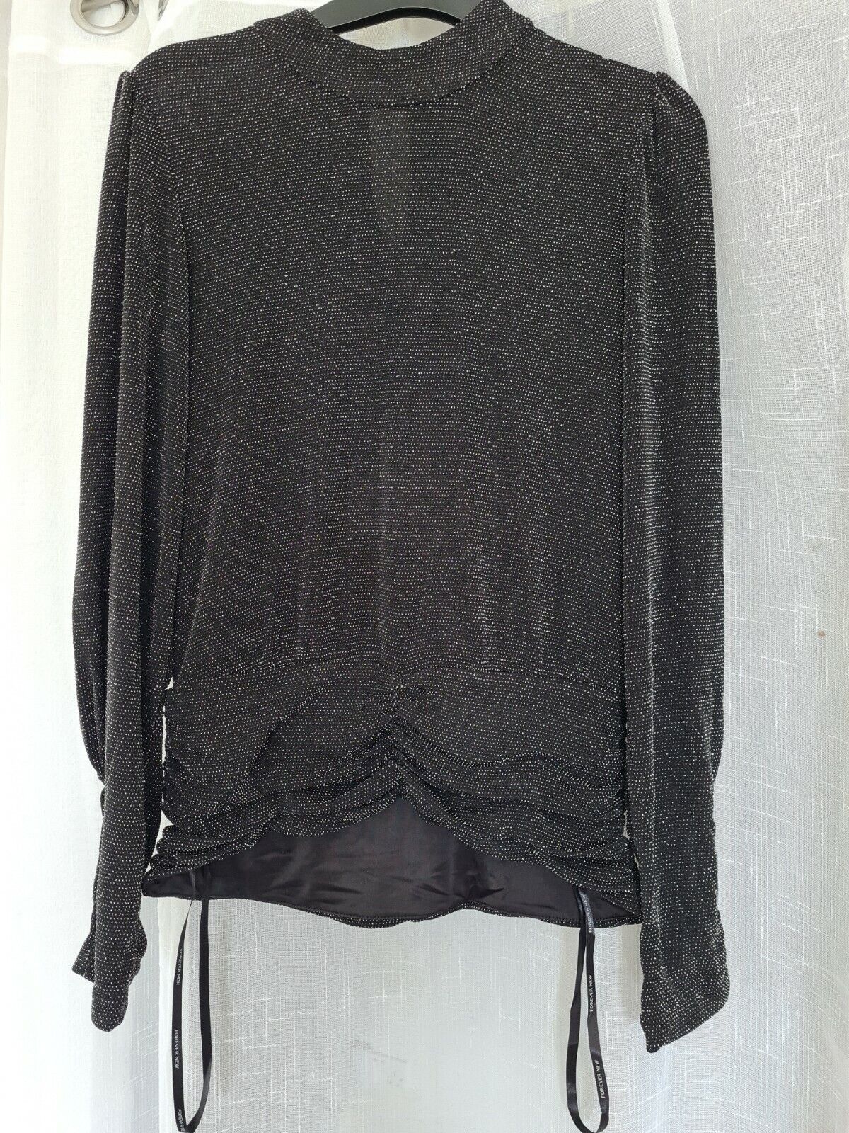 forever new Rachel Ruched Glitter Top Black S Ref R13