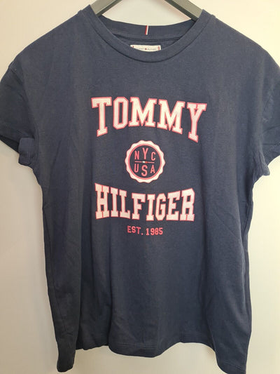 Tommy Hilfiger Varsity Navy T-Shirt Girls Size 16 Years **** V35