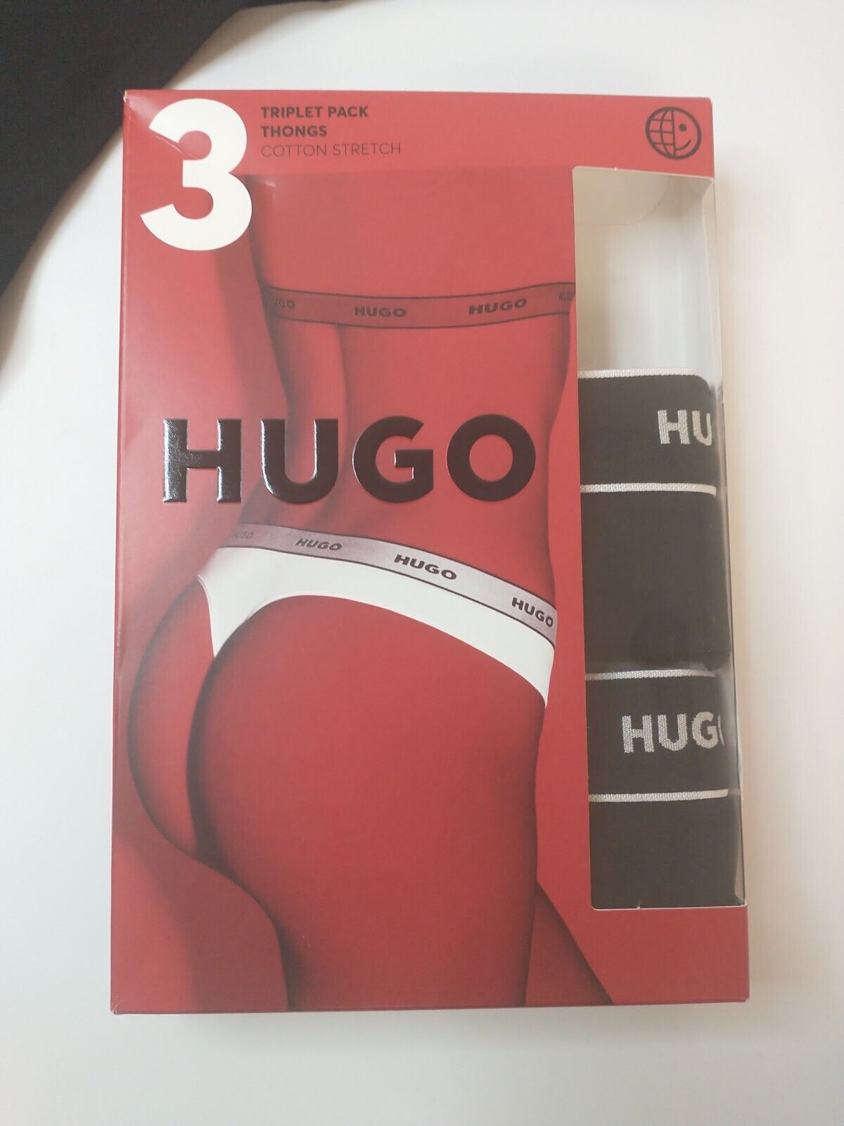 Hugo Boss Pack Of 3 Waistband Thongs In Stretch Cotton - Black. UK XXL **** V167