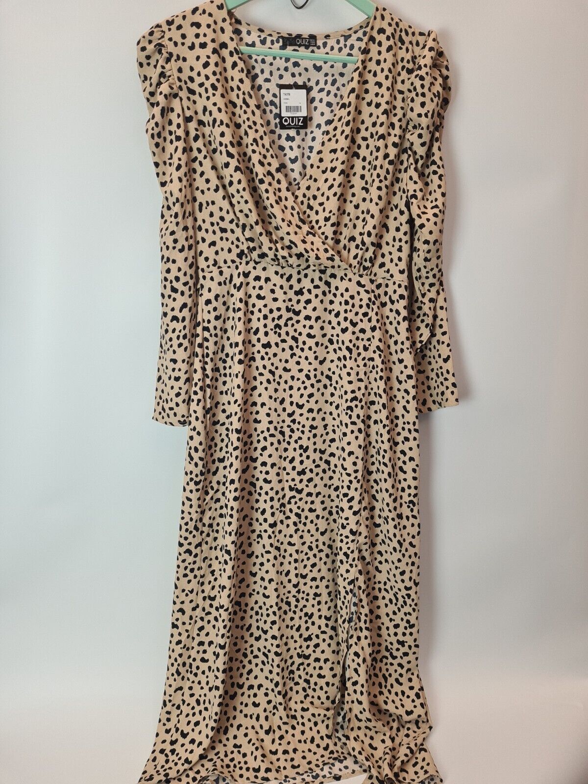 Quiz Animal Print Wrap Long Sleeve Midi Dress Size UK 12 **** V27