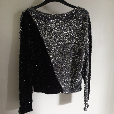 Michelle Keegan Sequin Jumper Black/silver UK 6 *** V418